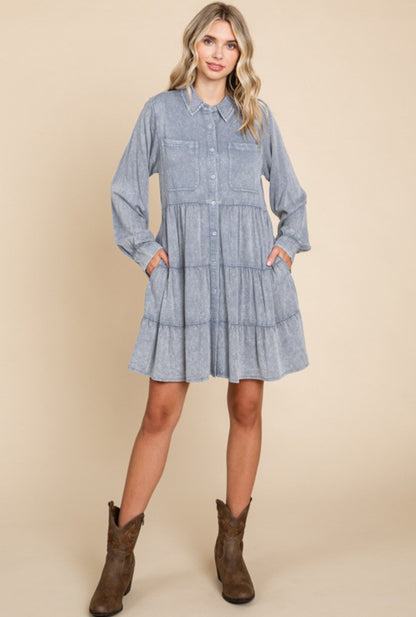 Washed Denim Dress w/ Pockets (Jodifl)