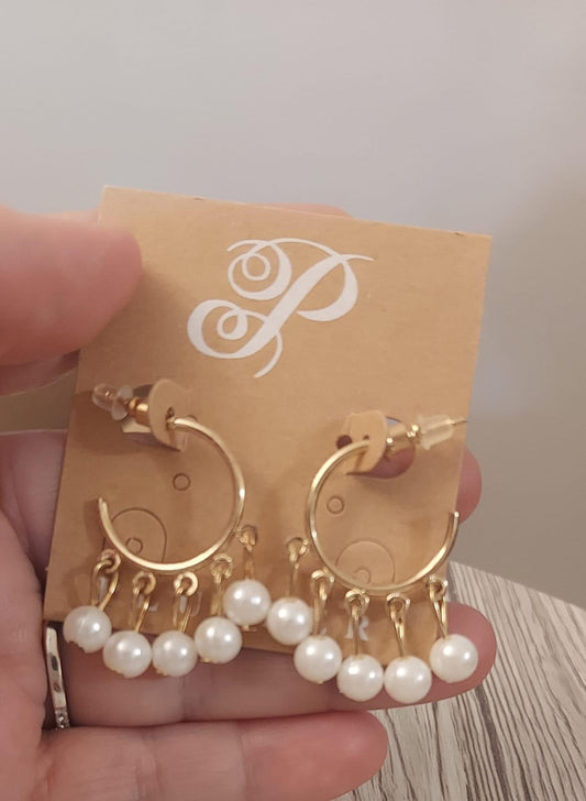 Gold Hoops w/ Pearl Accents