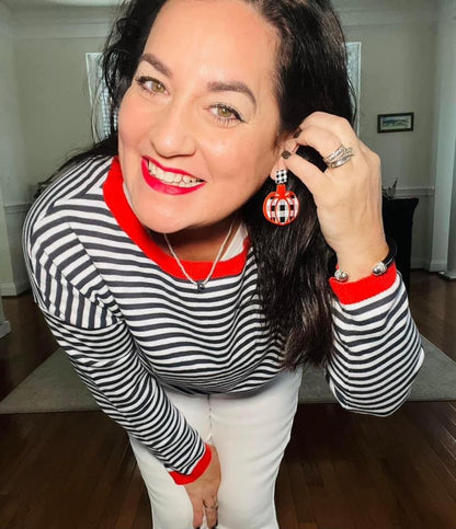 Gingham Pumpkin Earrings