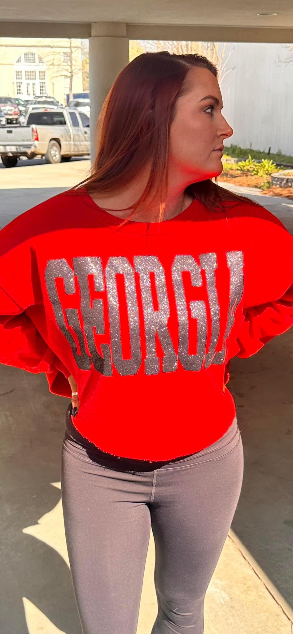 Cropped Georgia Glitter Sweatshirt