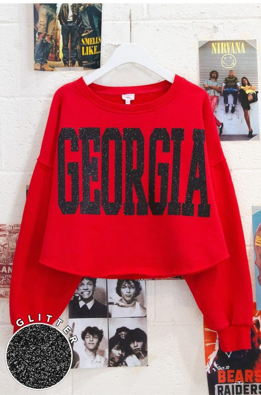 Cropped Georgia Glitter Sweatshirt