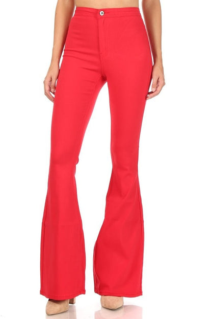 Tik-Tok Viral High Waist Super Stretch Disco Bell Bottoms Red