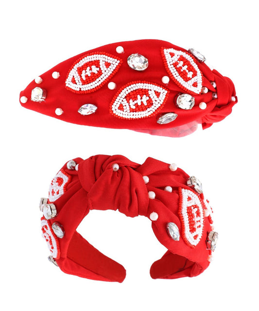 Red and White Football Headband