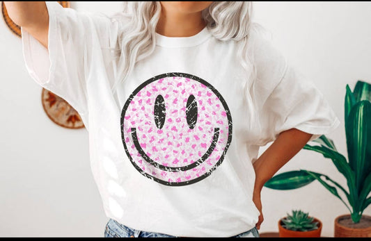 Leopard Smiley Face T-shirt (Comfort Colors)