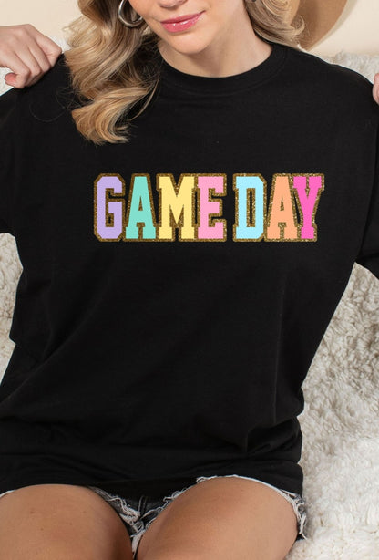 Colorful Game Day T-shirt w/ Gold Glitter Trim